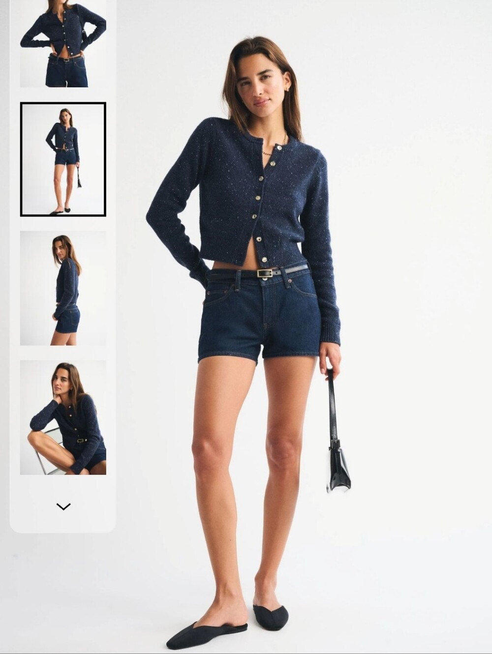 NWT Abercrombie & Fitch Navy Speckled Knit Cardigan - Picture 3 of 6